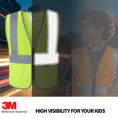 Top Shelf Kids Construction Vest Built Different For Street Ready Safety Featuring Heavy Duty 3M Reflective Strips Hitting Every Ansi Rule In Bold Yellow Polyester Keeps Your Little Crew Safe And Cool Daily with 3M reflective strips.