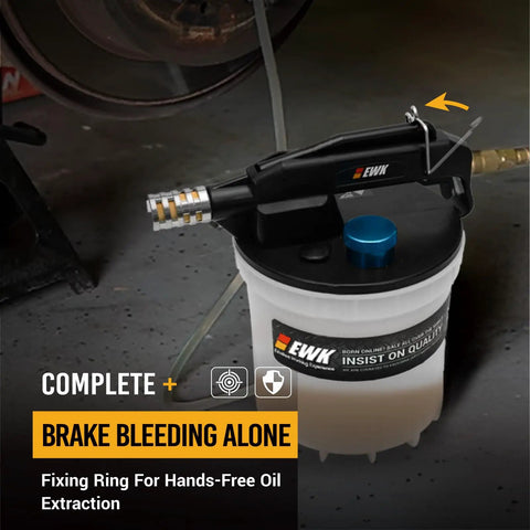 Pneumatic Brake Bleeder Kit With 2L Vacuum Pump And 1L Refilling Bottle for hands-free oil extraction, EWK brand visible
