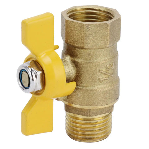 Heavy Duty Brass Ball Valve Featuring G1/2 Male Thread For Fuel And Natural Gas Lines Quick Shut Off Plumbing Parts, close-up view.