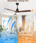 Dope 52 Inch Ceiling Fan With Lights And Remote Control, Solid Wood Outdoor Indoor Farmhouse Style Ceiling Fan, airflow demo