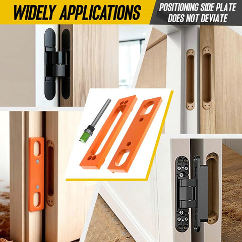 Hidden Door Hinge Jig 6 Inch Concealed Hinge Slotting Template for Precise Hinge Drilling and Accurate Door Installations Pro Grade ABS Durable Template for Craftsmanship and Efficient Assembly, orange ABS jig with cutter for concealed door hinge slots