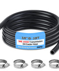 Transmission oil cooler hose, 3/8 in ID, 10 ft, black, SAE J1532, 300 PSI, includes 4 hose clamps