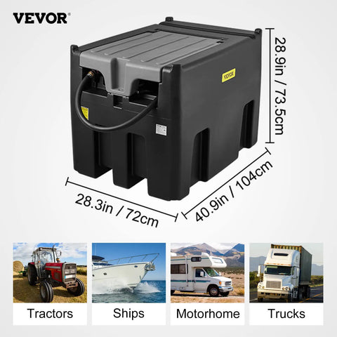 Road Ready Portable Diesel Transfer Tank 116 Gallon Capacity With 12V Electric Pump, black UV-resistant construction