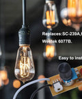 Smooth Rotary Dimmer Switch With Knob For 200 Watt Bulbs, 120 Volt Manual Control Replacement For Led Halogen And Incandescent Lights No Sweat Install For Indoor And Outdoor Settings, LED Edison bulb in use with dimmer.