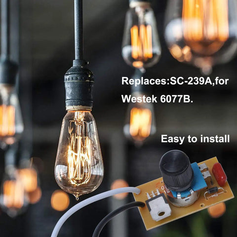 Smooth Rotary Dimmer Switch With Knob For 200 Watt Bulbs, 120 Volt Manual Control Replacement For Led Halogen And Incandescent Lights No Sweat Install For Indoor And Outdoor Settings, LED Edison bulb in use with dimmer.