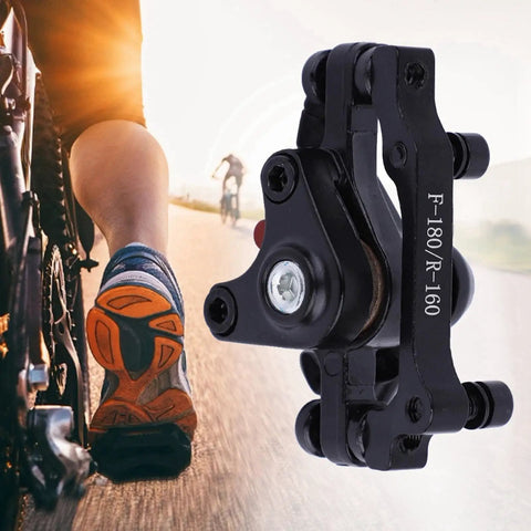 Trail Ready Universal Mechanical Disc Brake Kit for Front and Rear Electric Bikes, BB8 F180 R160, shown in action