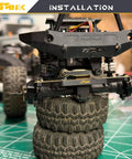 Beefy Brass Bold Steering Link Kit For Axial SCX24 AX24 1 Twenty Fourth Scale RC Crawler Upgrades Part Heavy Duty Link Set For Smoother Steering And Better Control installed on black front axle