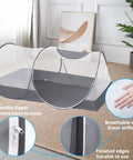 Large Pop Up Bed Mosquito Net Canopy for Bed Camping and Travel Portable Travel Friendly Foldable Tent Easy Setup 78 by 39 by 28 inch size shown in a room setting.