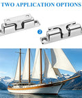 4 Pack Double Ball Tension Double Roller Cabinet Catch 316 Stainless Steel With Mirror Polished Finish shown with sailboat image