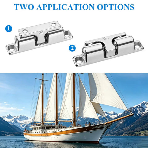 4 Pack Double Ball Tension Double Roller Cabinet Catch 316 Stainless Steel With Mirror Polished Finish shown with sailboat image