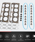 All In One Full Cylinder Head Gasket Kit For 4.8L And 5.3L V8 Trucks And SUVs Like Silverado Tahoe Suburban Express Sierra Savana Yukon And Buick Escalade Replacement displayed with steel gaskets and seals