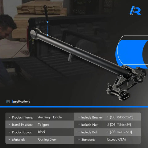 Hardcore Auxiliary Tailgate Step Handle Provides Sick Grip For Loaded Bed Climb Without Breaking A Sweat While Cruising Open Roads With Reinforced Mounting Brackets For Chevy Silverado And Gmc Sierra, black casting steel material.