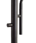 Close-up of oil rubbed bronze stand on Rush Floor Lamp In Oil Rubbed Bronze 72 Inch Tall Torchiere With White Glass Shade