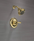 Classic Monitor 13 Series Shower Trim With Single Lever Handle, Brass Detailing, Ready For R10000-UNBX Rough-In To Complete installed