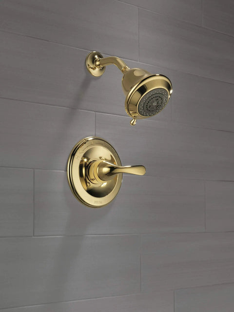 Classic Monitor 13 Series Shower Trim With Single Lever Handle, Brass Detailing, Ready For R10000-UNBX Rough-In To Complete installed