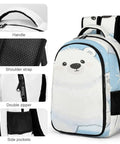 Snowflake Cub Printed Unisex Backpack With Large Capacity For School Work Or Travel with handle and zipper details