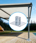 Poolside canopy with 8 Pack 1 5/8 Inch Square Strut Channel Post Bases With U Shaped Floor Mount, Four Slotted Holes