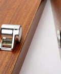 Heavy Duty 4 Pack Zinc Alloy Door Stoppers With Strong Magnets Smooth Quiet Cabinet Catches For Cupboard Holders Easy Install Screw Kit Home Hardware Must Have close-up of zinc magnet attached to wooden cabinet.