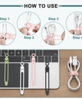 How to use Reusable Silicone Cable Ties 20 Pack Boss Level Desktop Cord Organizers to tidy charging cables on keyboard.