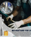 Mechanic using Spark Plug Thread Repair Kit with M16x1.25 tap and 10 M14x1.25 inserts for automotive engines, close-up view