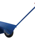 Workhorse V Groove Pipe Mover With Heavy Duty Pneumatic Wheels, blue construction tool with large wheels for moving steel pipes.