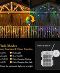 Color Changing Star Window Christmas Lights With 9 Star Curtain Ornaments Multicolor And Warm White Battery Operated With Timer 8 Modes IP65 Waterproof Xmas Window Decor For Indoor And Outdoor Use displayed on porch at night, showing warm white and colorful lighting modes with control box and mode settings.