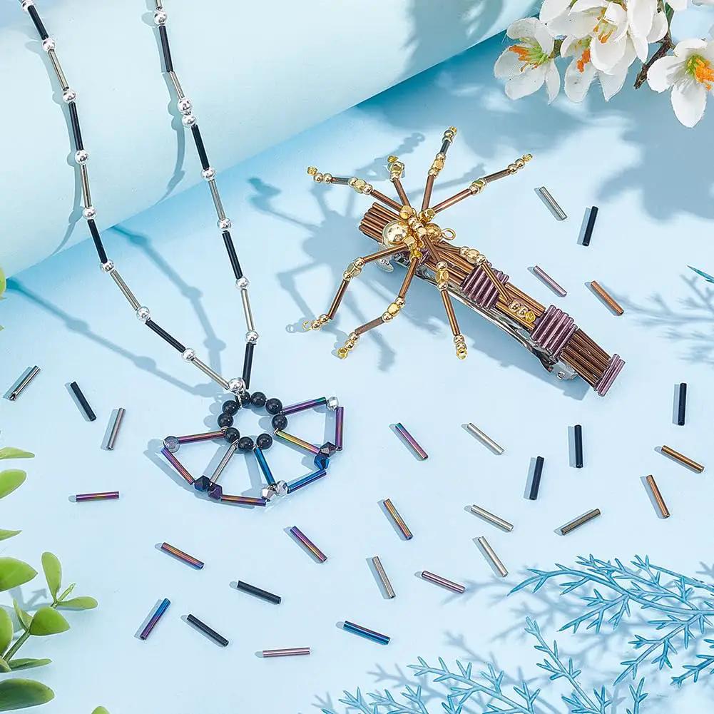 623 Pieces Glass Bugle Beads Set In Metallic Colors ✓