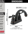 Diagram of Centerset Oil Rubbed Bronze Bathroom Faucet With 4 Inch 3 Hole Vanity Mount And Metal Push Pop Drain