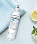 LG LT700P Refrigerator Water Filter Replacement With Advanced Filtration on light background with lemon slices
