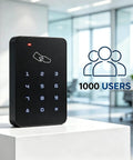 Heavy Duty Standalone Rfid Access Control Keypad For Secure Doors Featuring Card Pin Entry Mode Supports Up To One Thousand Users showing keypad with user capacity.