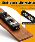 Compact Handy Vise Clamp for DIY Projects and Crafts on wooden surface, showing non-slip silicone base and dual-jaw design