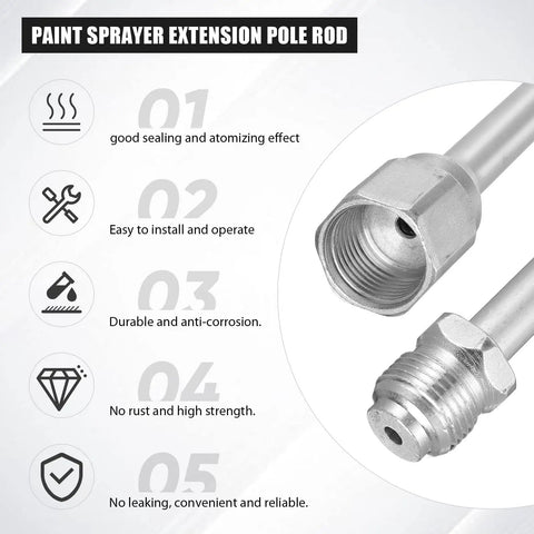 Close-up of thread connectors on Five Piece Airless Paint Sprayer Extension Poles With Red Guard Adjustable Short To Long Lengths
