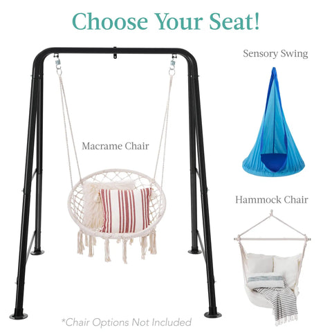 Heavy Duty Hammock Chair Stand 75 Inch Tall For Indoor And Outdoor Use With Powder Coated Steel Frame And Hardware Stand Only Supports Up To 350 Pounds with macrame chair and swing options