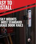 Garage Side Parking Sensor System With Ultrasonic Track Mount on garage door rail, LED light visible