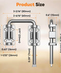 Beefy Heavy Duty 2.36 Inch Stainless Steel U Bolt Door Lock For Sliding Doors Barn Doors Windows Gates Sheds Or Fences With 90 Degree And 180 Degree Install Rust Resistant Patio Latch showing dimensions and components