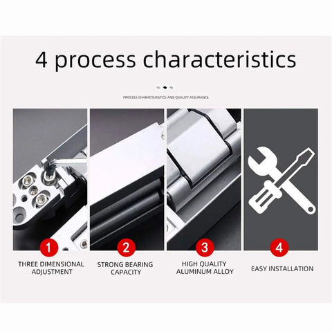 4 process characteristics of 40Kg Adjustable Wood Door Hidden Hinges With 180 Degree Open Capability Silent Soft Close Hydraulic Buffer