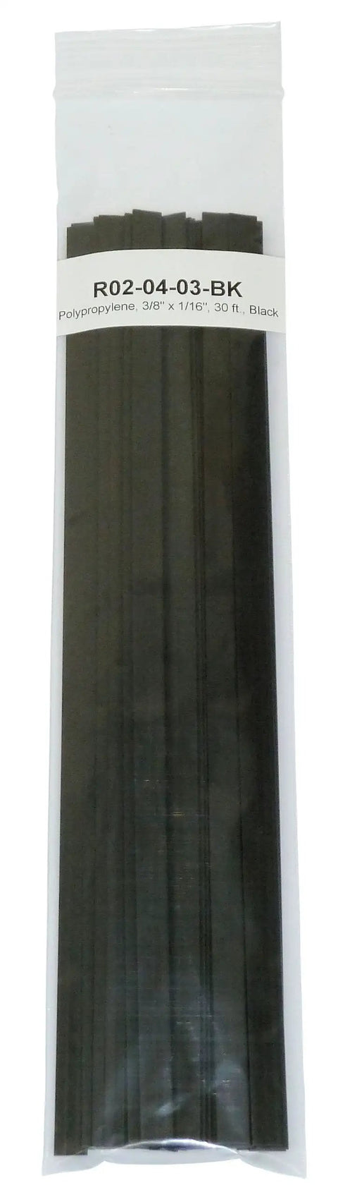 Pack of PP Plastic Welding Rod Ribbon 3/8 In And 1/16 In, 30 Ft Black For Airless, Hot Air, And Nitrogen Welders in clear packaging