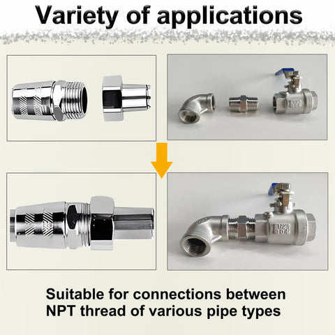 Variety of applications for Three Quarter Inch NPT Male Hex Nipple Fittings Set in 304 Stainless Steel Pipe Adapters, four pack