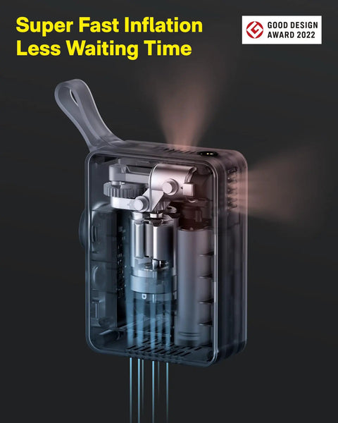Transparent view of Cordless Tire Inflator With Digital Pressure Gauge 150 PSI Portable Air Pump, highlighting mechanism