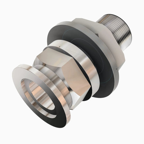 bmotiontech 1-inch baseplate feedthrough bulkhead to KF25 flange adapter, stainless steel, threaded end