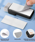 All In One Keyboard Cleaner And Laptop Cleaning Kit with dimensions and replaceable polishing cloth, screen safe tools display.