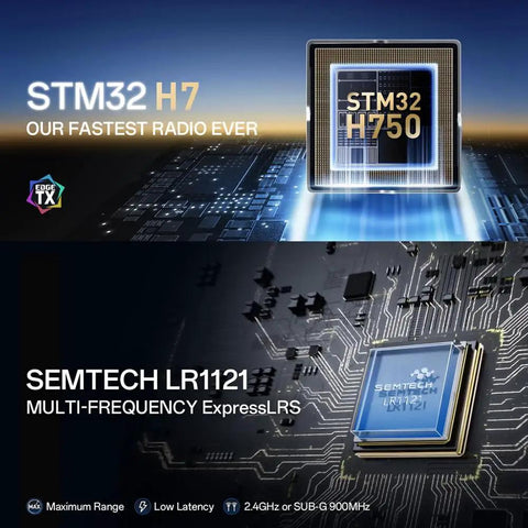 STM32 H750 and SEMTECH LR1121 ExpressLRS components for TX15 Max 3.5 Inch IPS Touchscreen Radio Controller