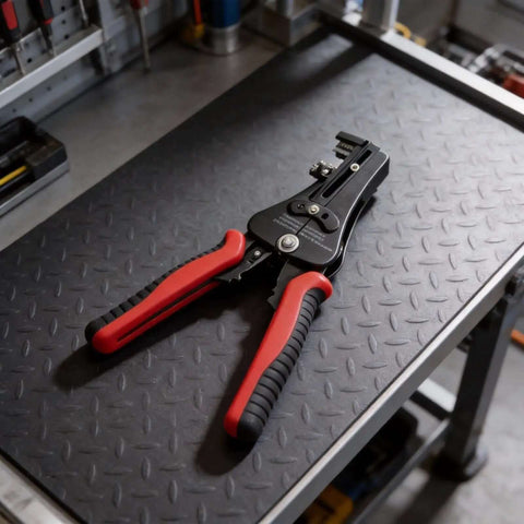 Multifunctional Wire Stripper Tool With Auto Adjusting Crimper And Cutter For 0.5 To 6 Mm2 Cables on workshop table