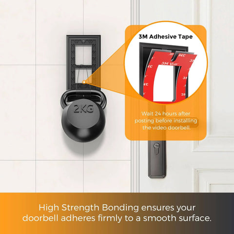 Adhesive Video Doorbell Mount For Video Doorbell Wired 2021 Release, No Drill, showing 3M adhesive tape for easy install.