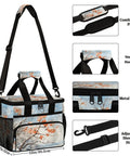 Insulated Picnic Backpack Lunch Box for Women and Men Spacious Tote Cooler with straps, metal zipper, floral design, 12x8.7x10in