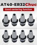 Image of CAT40 ER32 Collet Chuck Set, 8 Piece, 2.76 Inch Gage Length, Pro Grade CNC Engraving Milling Lathe Tool Kit.
