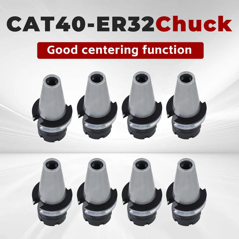 Image of CAT40 ER32 Collet Chuck Set, 8 Piece, 2.76 Inch Gage Length, Pro Grade CNC Engraving Milling Lathe Tool Kit.