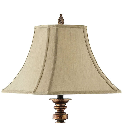 Basket Weave Resin Table Lamp with Shade, Metallic Finish, Three-Way Switch, Raised Diamond and Leaf Base, Modern Rustic Design