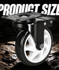Heavy Duty 5 Inch Swivel Caster Wheel Set Of Four With Dual Locking Brakes And Bulletproof Polyurethane Treads, showing a close-up of one wheel.