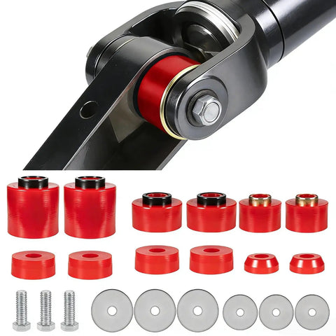 Premium Polyurethane Body Mount Bushing Kit For 1980 1998 Ford F150 F250 F350 2WD 4WD Cab Mounts Red Restores Alignment And Rigidity